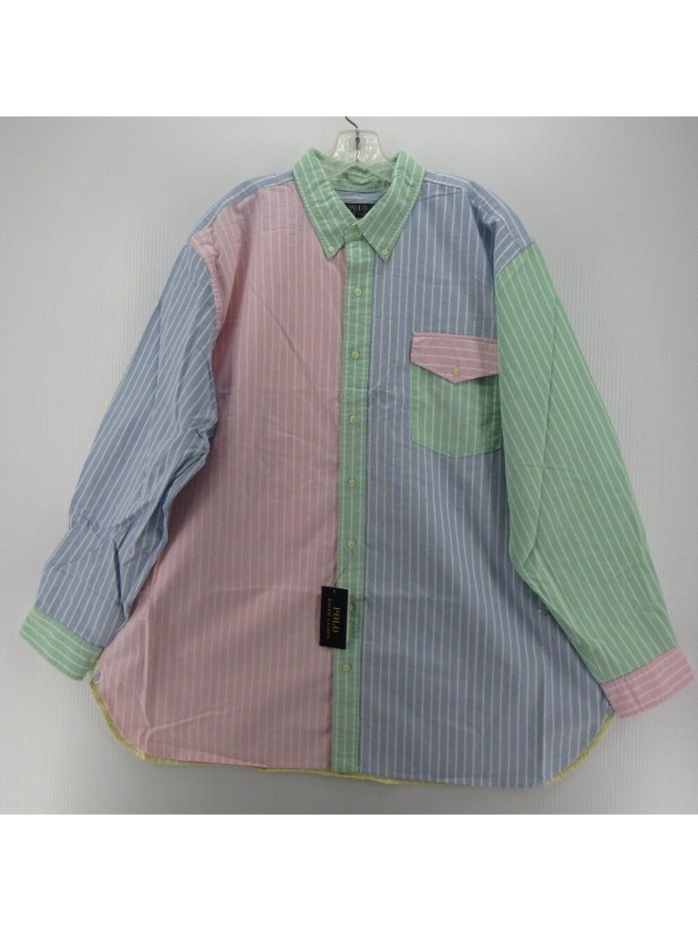 Polo Ralph Lauren Shirt 2XB Big Oxford Cloth Fun Pastel Striped Pocket